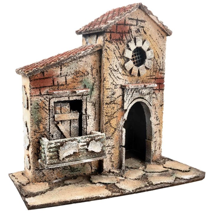Neapolitan house with circular window cm 26x16.2x24.5 h