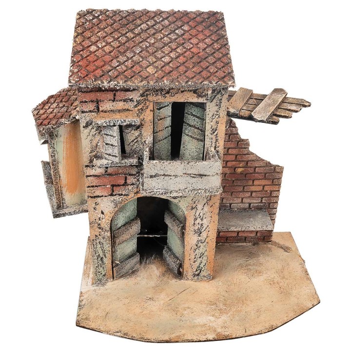 Neapolitan house with damaged wall cm 25x16.2x27 h