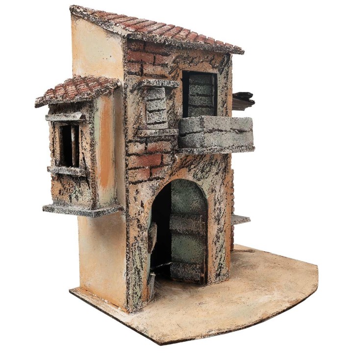 Casa napolitana con muro dañado cm 25x16,2x27 h