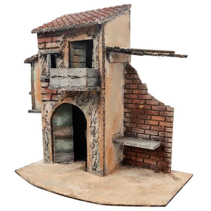 Neapolitan house with damaged wall cm 25x16.2x27 h