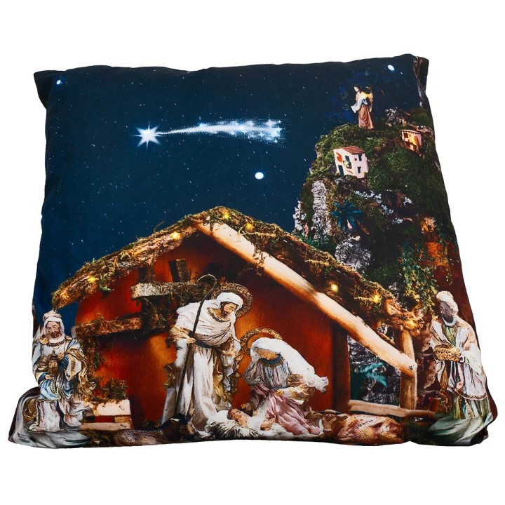 Cuscino Natalizio con presepe e luce funzionante