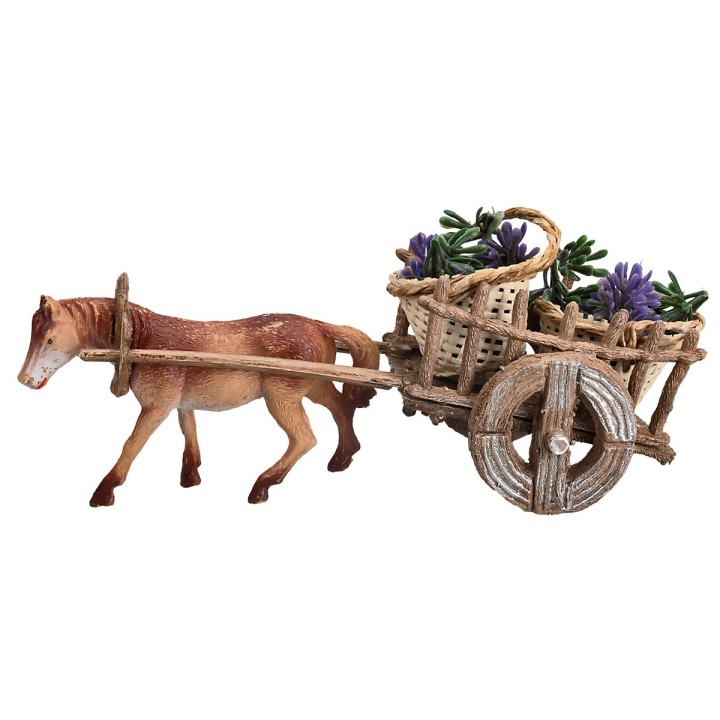 Horse with cart and baskets of lavender