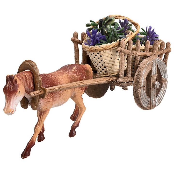Horse with cart and baskets of lavender