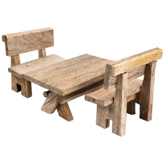 Wooden table with benches