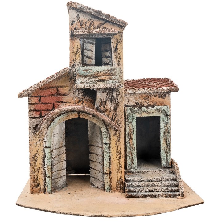 Neapolitan house with raised door cm 26.5x15.7x14.5 h.