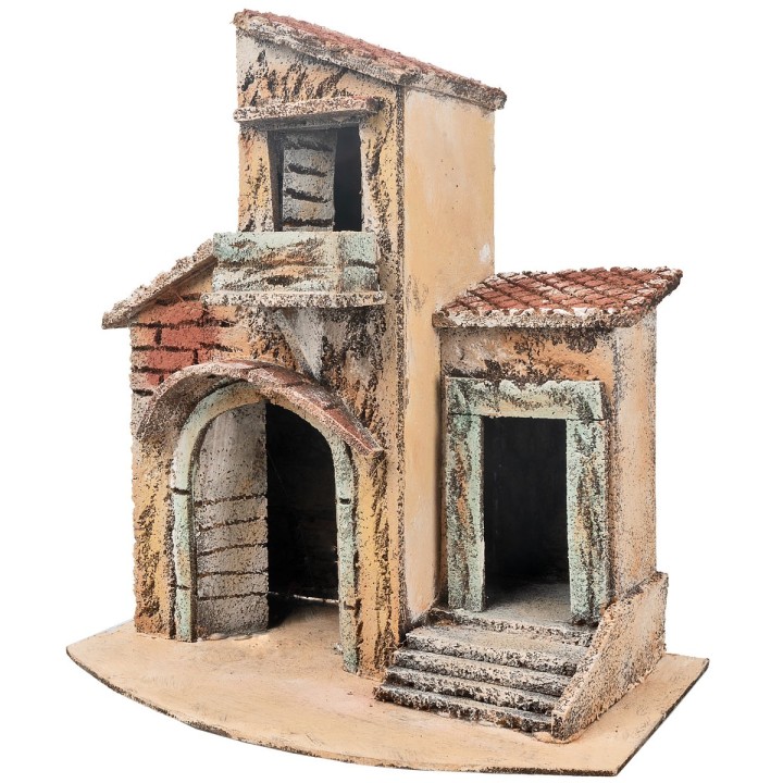 Neapolitan house with raised door cm 26.5x15.7x14.5 h.
