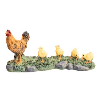 Gallina con pollitos en resina cm 9x2,8x4 h