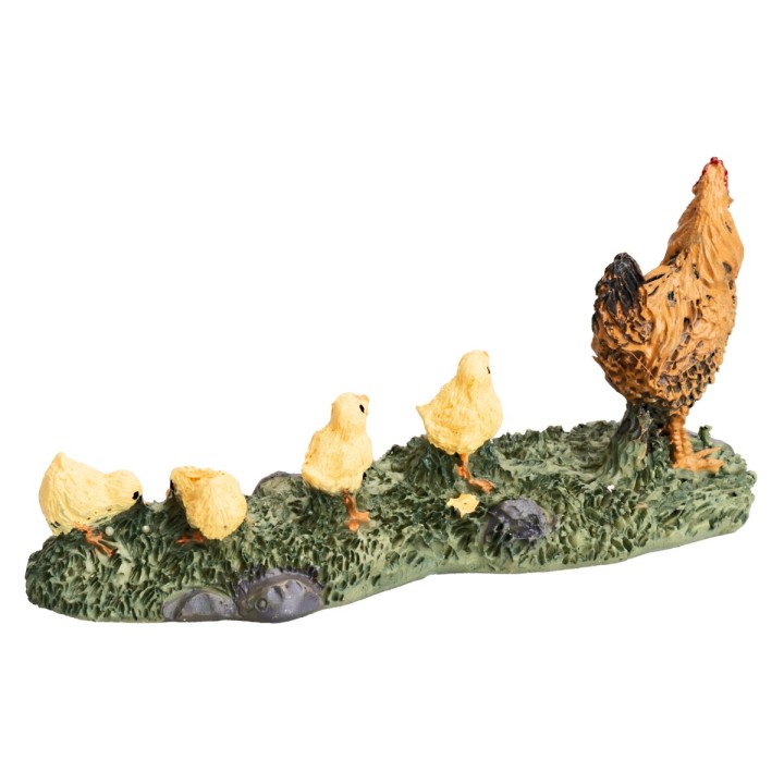 Gallina con pulcini in resina cm 9x2,8x4 h