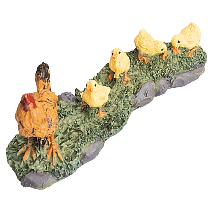 Gallina con pulcini in resina cm 9x2,8x4 h