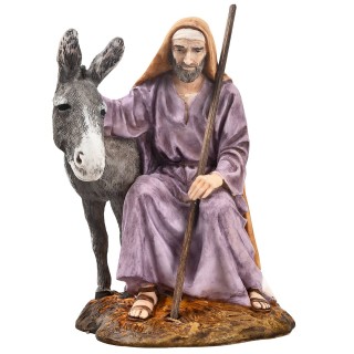 San Giuseppe con asino 15 cm in resina Landi Moranduzzo