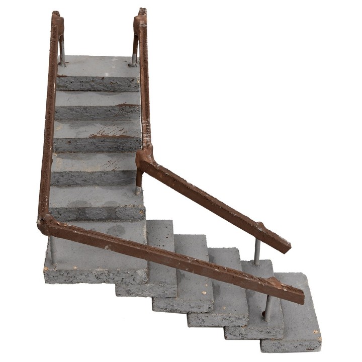 Scala ad angolo in legno con corrimano cm 14 h