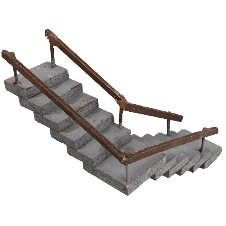 Wooden corner staircase with handrail 14 cm h