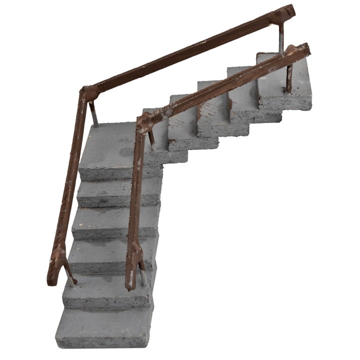 Scala ad angolo in legno con corrimano cm 14 h