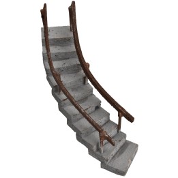 Curved staircase with handrail facing right h 13.5 cm