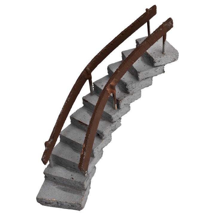 Escalera curva con pasamanos hacia la derecha h 13,5 cm