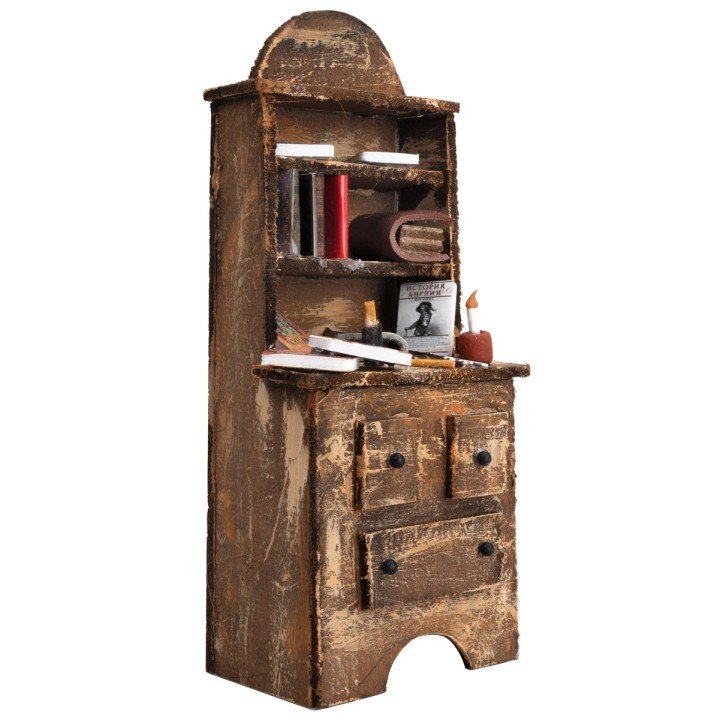Wooden cupboard with books and small items cm 7x4.7x18 h