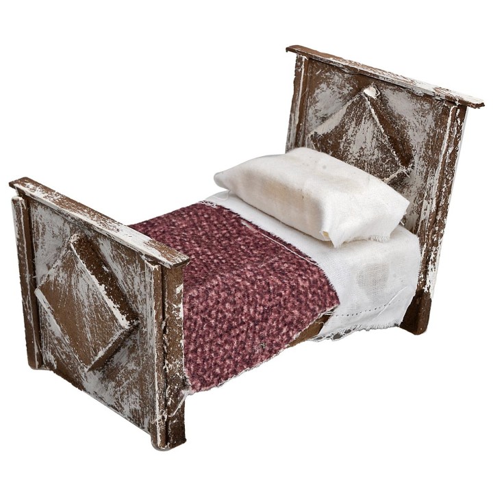 Cama con manta de madera de 10x6x7,5 cm de alto