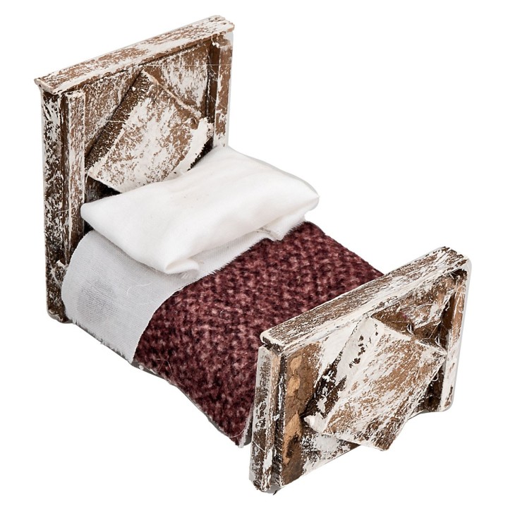 Bed with blanket in wood cm 6.5x4x5.3h