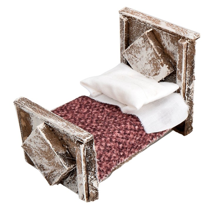 Cama con cobija de madera de 6,5x4x5,3h cm