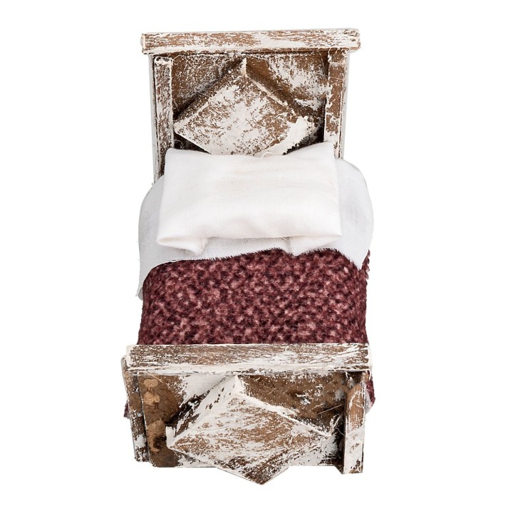 Bed with blanket in wood cm 6.5x4x5.3h