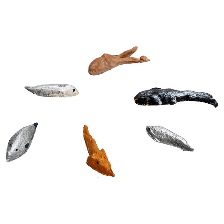 Set of 5 fish and an octopus in resin with assorted colors