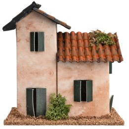 Handcrafted two-story house cm 13x7.2x13.6 h