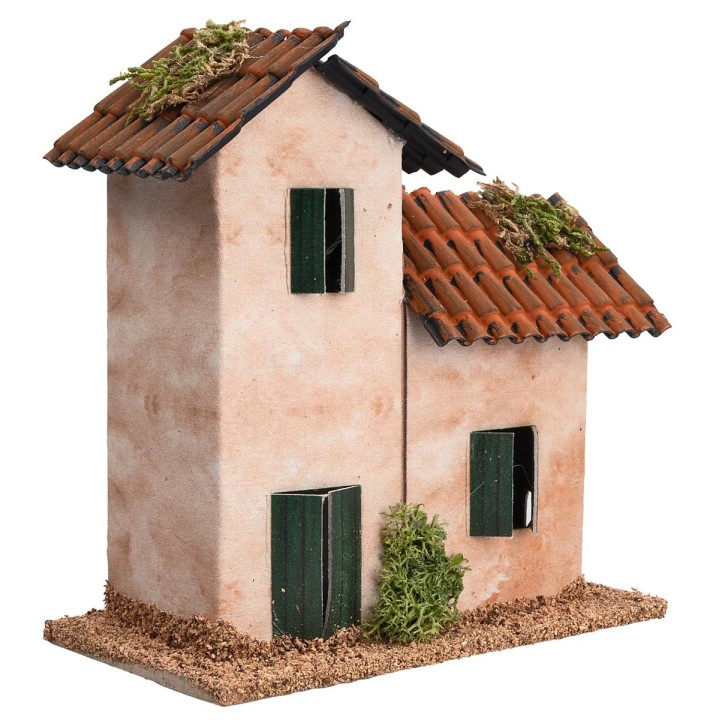 Handcrafted two-story house cm 13x7.2x13.6 h