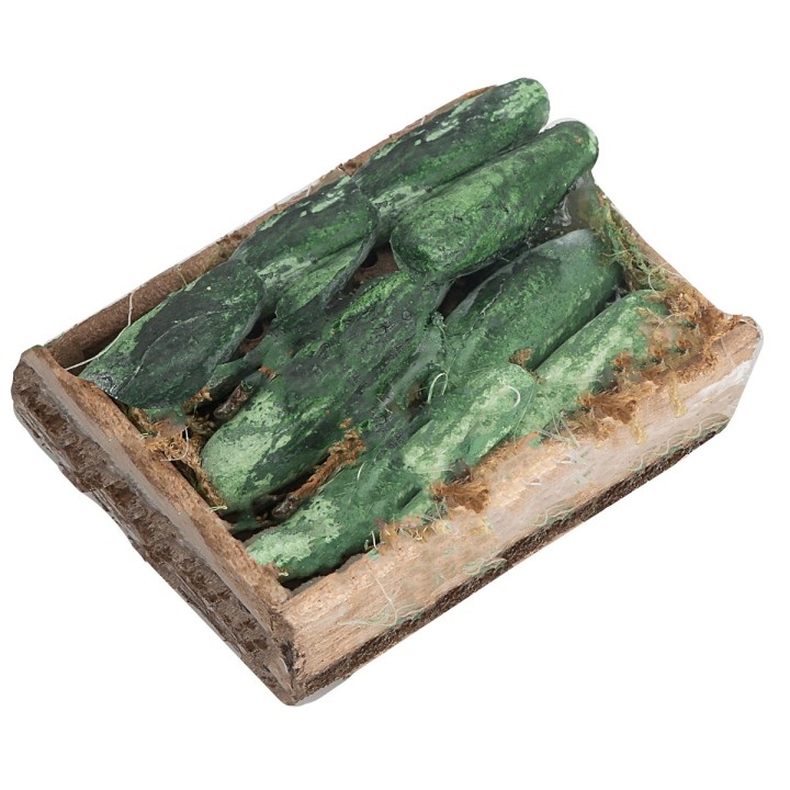 Wooden crate with cucumbers 4x3x2 cm h