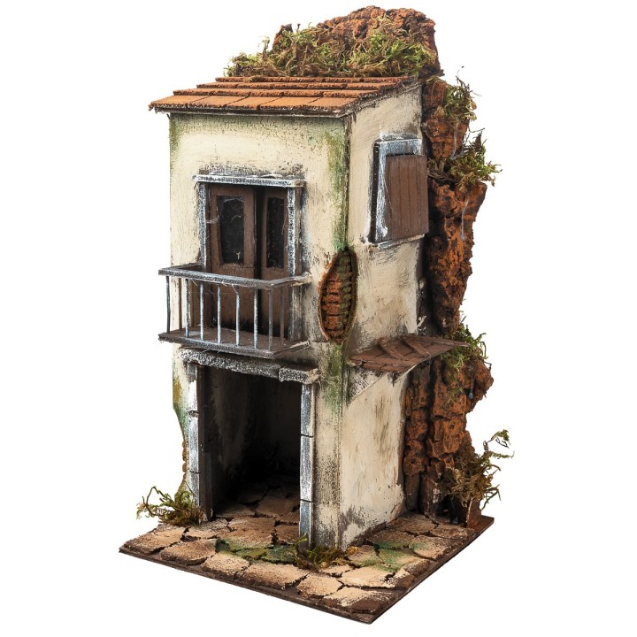Neapolitan two-story house with balcony cm 20x20x38.5 h