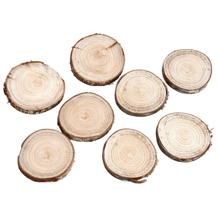Set of eight wooden bases Ø 7.3 cm