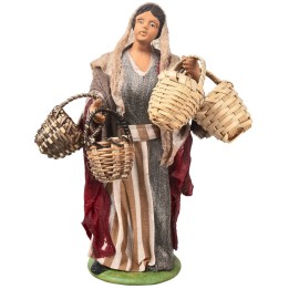 Campesina con cestas vacías serie 15-16 cm en terracota con