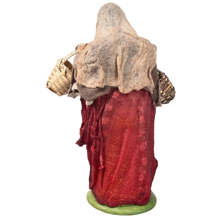 Campesina con cestas vacías serie 15-16 cm en terracota con