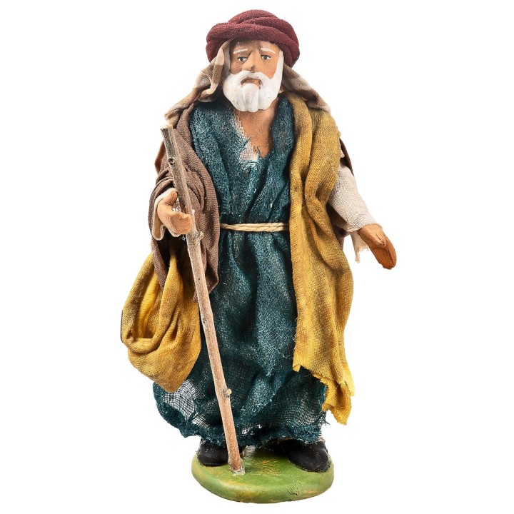 Pastore arabo con bastone 13 cm in terracotta con abiti in