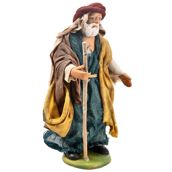 Pastore arabo con bastone 13 cm in terracotta con abiti in