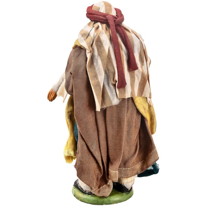 Pastor árabe con bastón 13 cm en terracota con ropa de tela