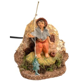 Niño que pesca serie 12 cm Fontanini en movimiento
