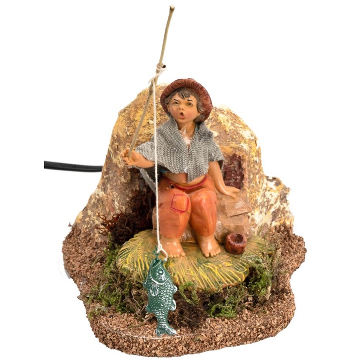 Niño que pesca serie 12 cm Fontanini en movimiento