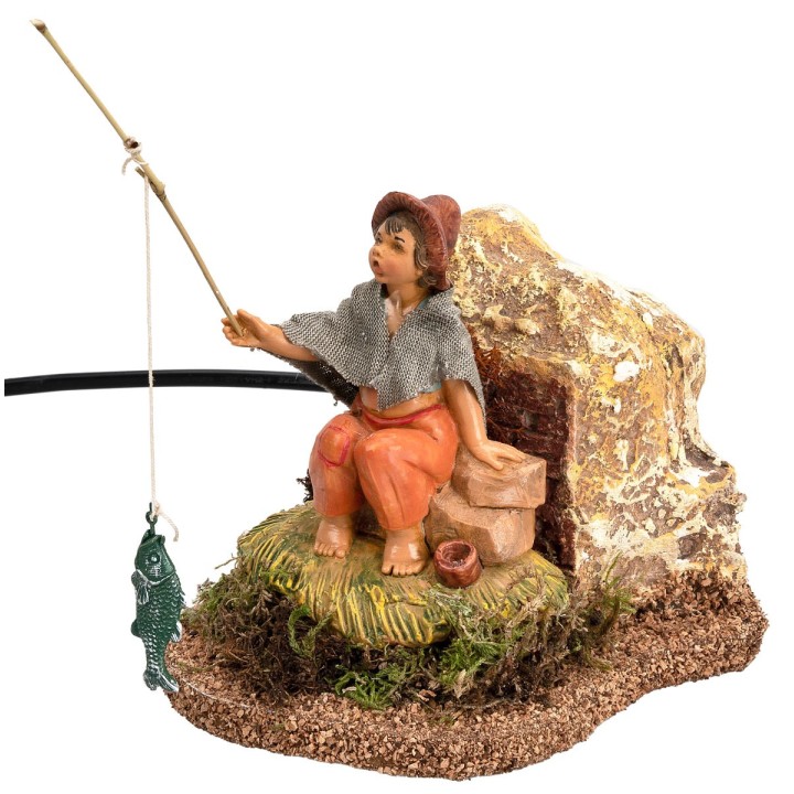 Child fishing series 12 cm Fontanini in motion