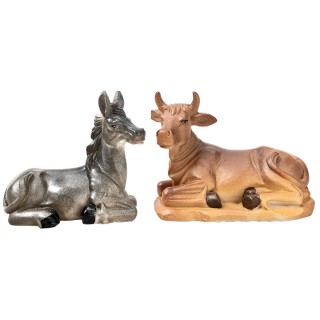 Seated ox and donkey set series 12 cm