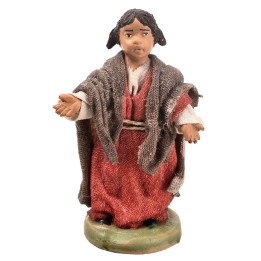 Girl series 12 cm in terracotta with fabric clothes