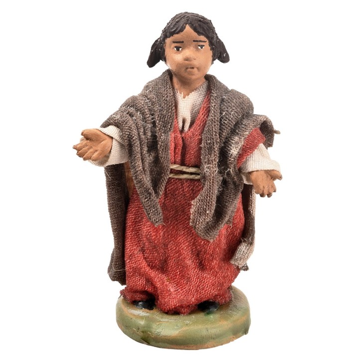 Niña serie 12 cm en terracota con ropa de tela