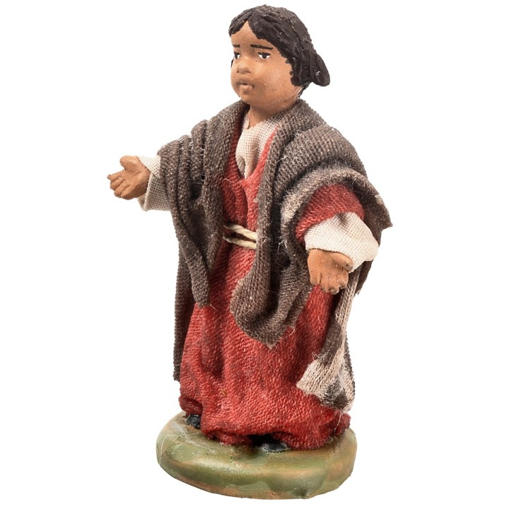 Bambina serie 12 cm in terracotta con abiti in tessuto