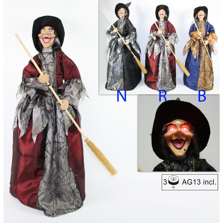 Befana con luces y sonidos 60 cm disponible en colores
