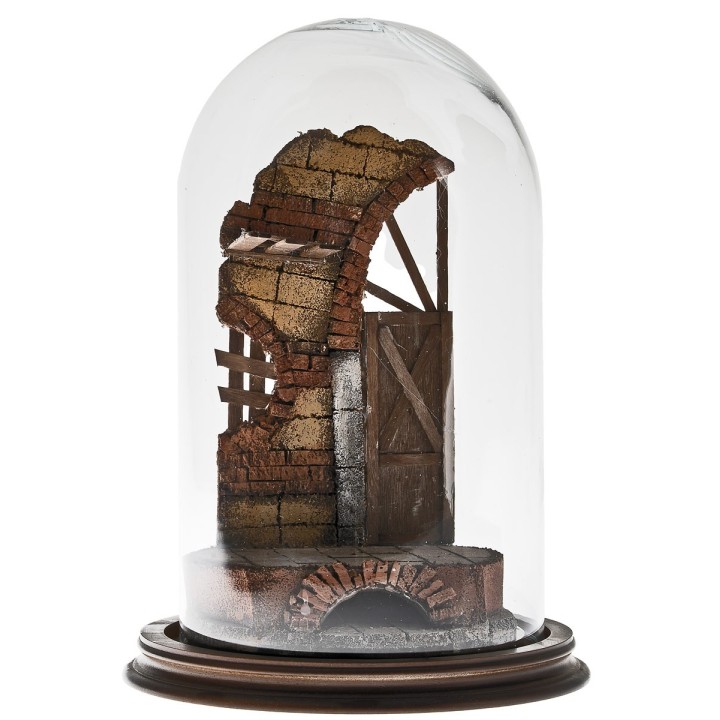 Campana de vidrio con muro en ruinas ø cm 19,3x28 h