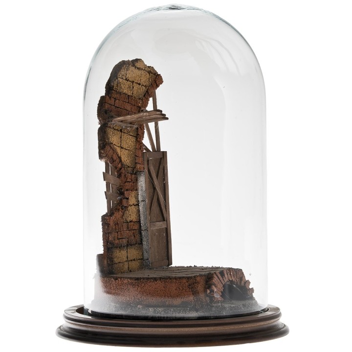Campana de vidrio con muro en ruinas ø cm 19,3x28 h