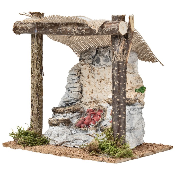 Fruit vendor's shop with tent cm 15x10.3x14.5 h