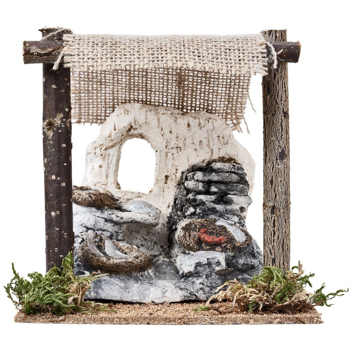 Bottega del pescivendolo con tenda cm 14,2x11,2x14,5 h