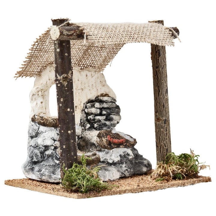 Bottega del pescivendolo con tenda cm 14,2x11,2x14,5 h