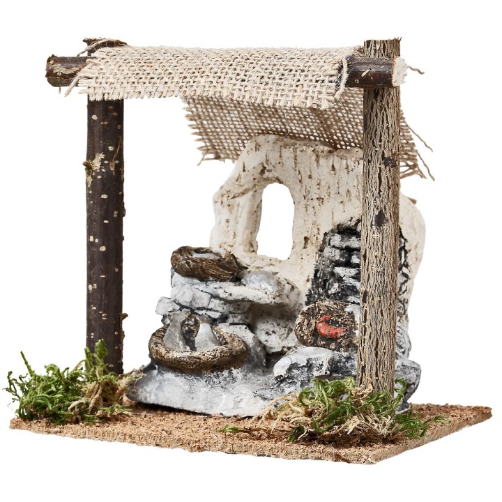 Bottega del pescivendolo con tenda cm 14,2x11,2x14,5 h