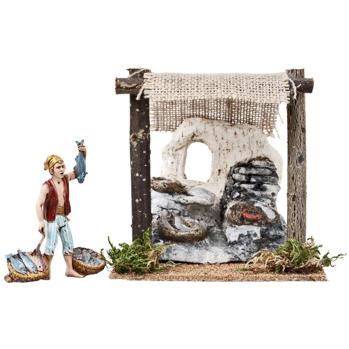 Tienda del pescadero con toldo cm 14,2x11,2x14,5 h
